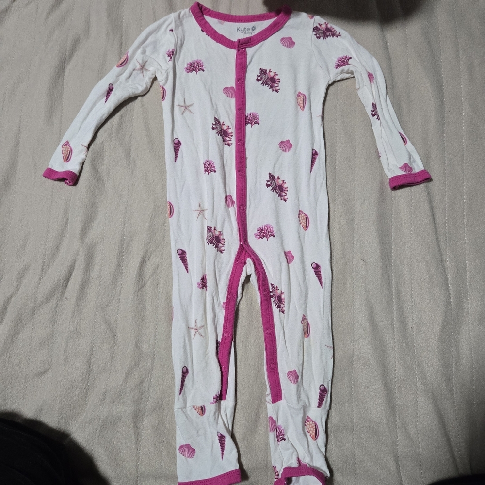 Kyte Baby Kids One Piece Pajama - Pink and White